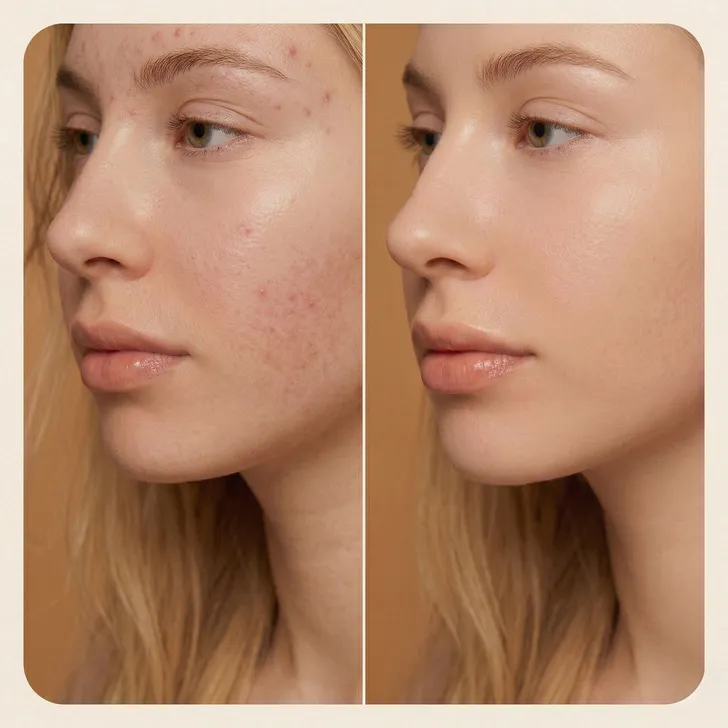 Vorher/Nachher Vergleich – Gesichtsbehandlung Akne